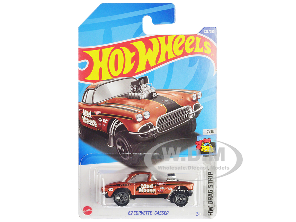 1962 Chevrolet Corvette Gasser Mad Mouse Copper Metallic with Black Stripes HW Drag Strip Series Diecast Model Car by Hot Wheels