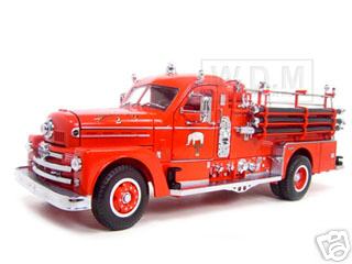 Image of 1958 Seagrave 750 Fire Engine Truck Red with Accessories 1/24 Diecast Model by Road Signature
