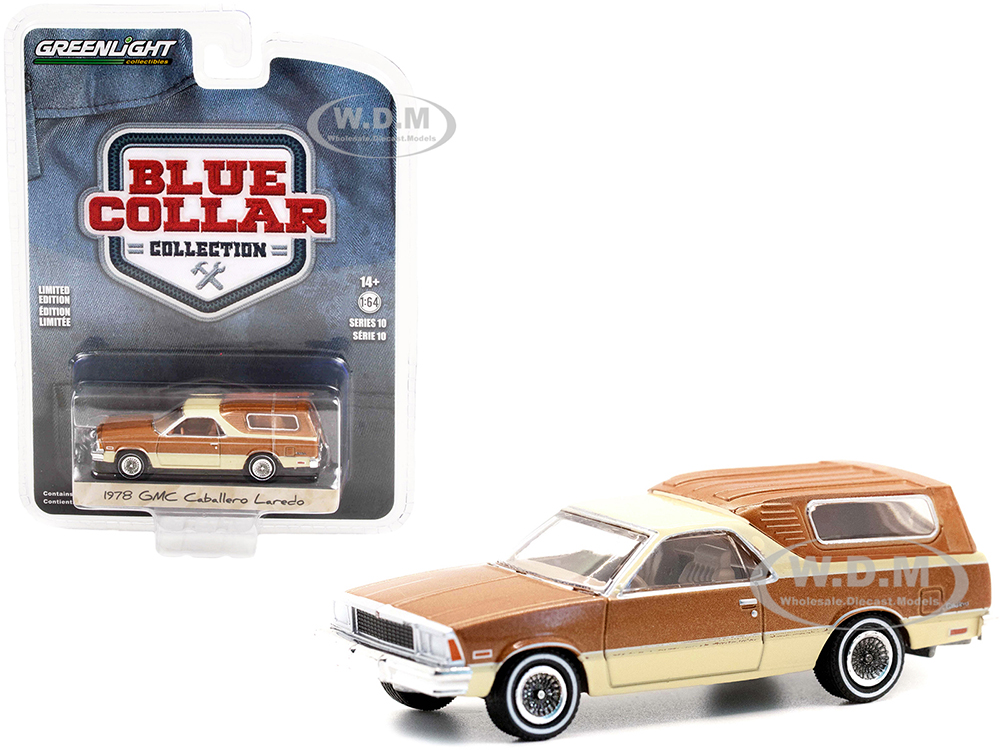 1978 GMC Caballero Laredo with Camper Shell Brown Metallic and Cream "Blue Collar Collection" Series 10 1/64 Diecast Model Car by Greenlight