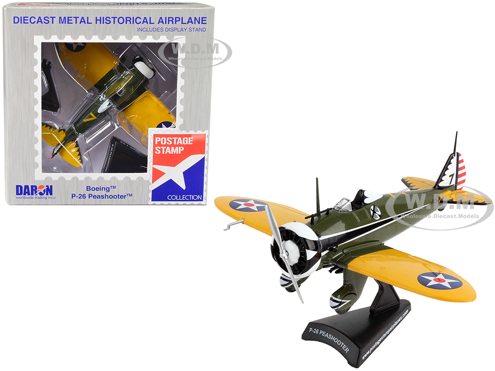 Boeing P-26 Peashooter Fighter Aircraft United States Army Air Corps 1/63 Diecast Model Airplane by Postage Stamp