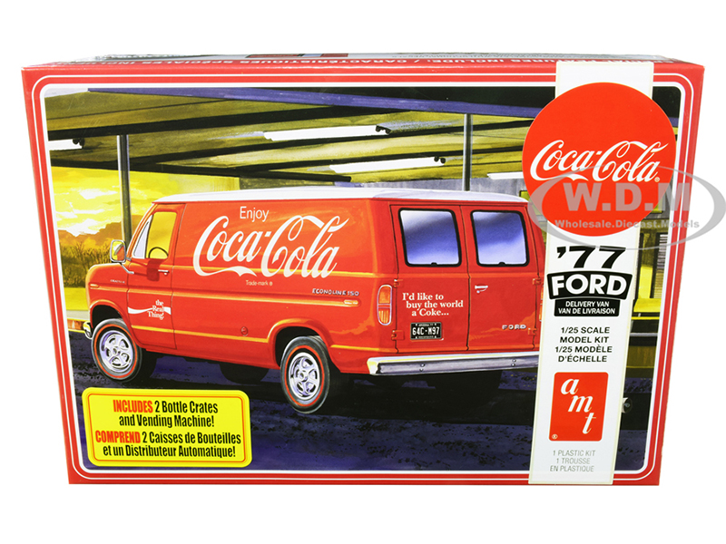 Skill 3 Model Kit 1977 Ford Delivery Van with 2 Bottles Crates and Vending Machine "Coca-Cola" 1/25 Scale Model by AMT