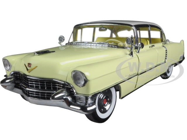 Image of 1955 Cadillac Fleetwood Series 60 Yellow with White Roof 1/18 Diecast Model Car by Greenlight