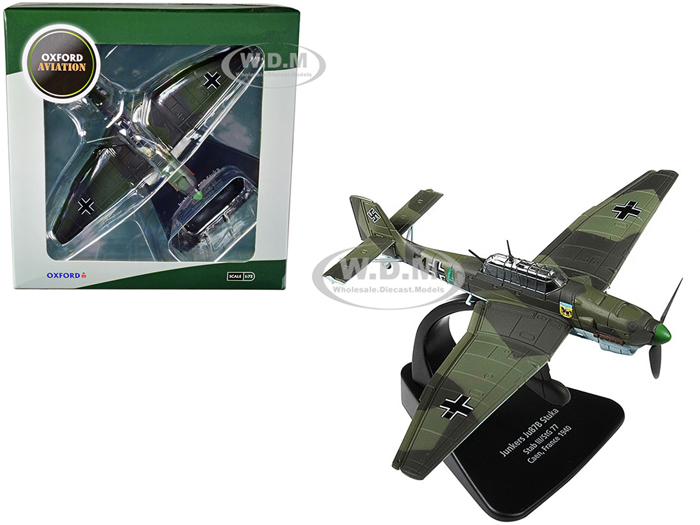 Junkers Ju 87B "Stuka Stab" Dive Bomber Plane III/StG 77 Caen France (1940) "Oxford Aviation" Series 1/72 Diecast Model Airplane by Oxford Diecast