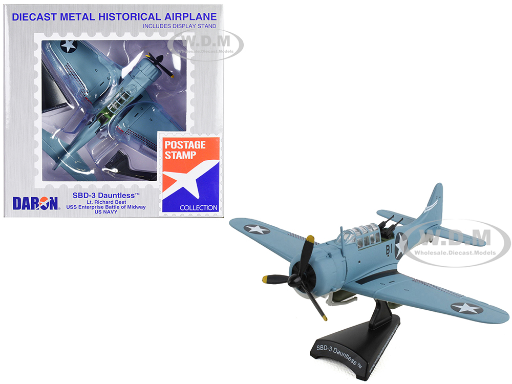 Douglas SBD-3 Dauntless Aircraft Lt. Richard Best United States Navy 1/87 Diecast Model Airplane by Postage Stamp