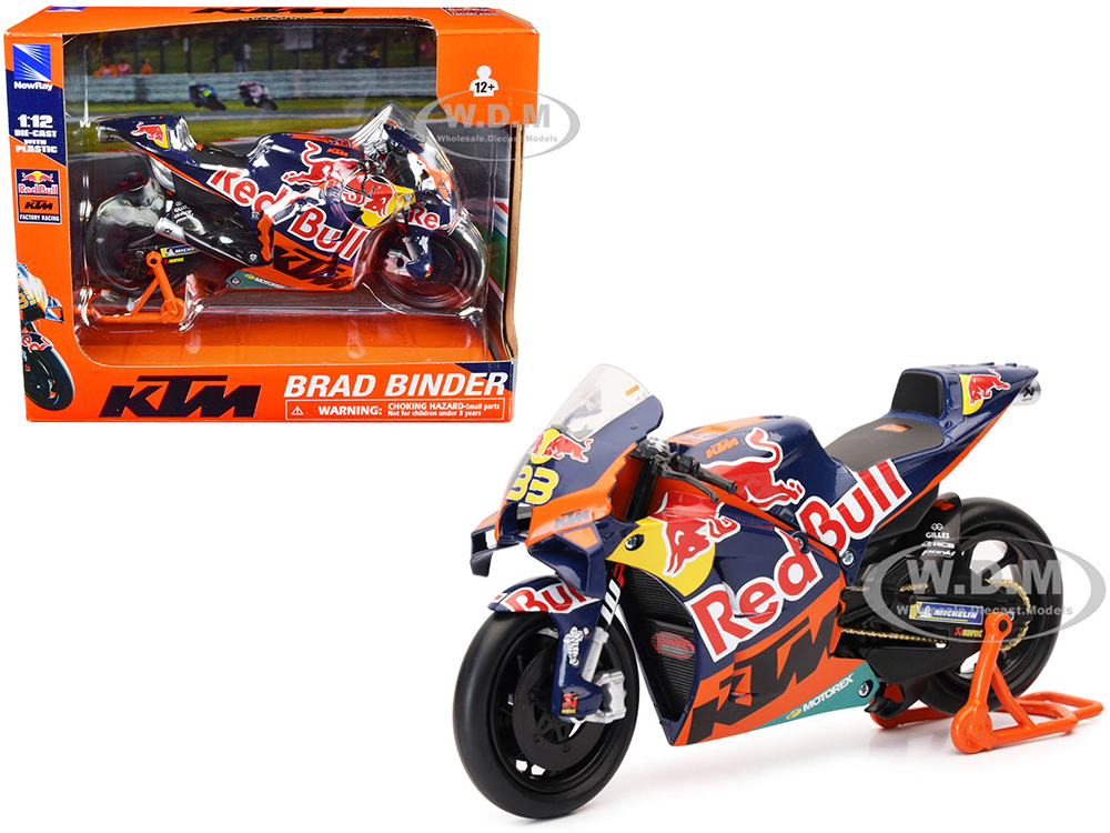 KTM RC16 Motorcycle #33 Brad Binder MotoGP Red Bull KTM Factory Racing 1/12 Diecast Model by New Ray