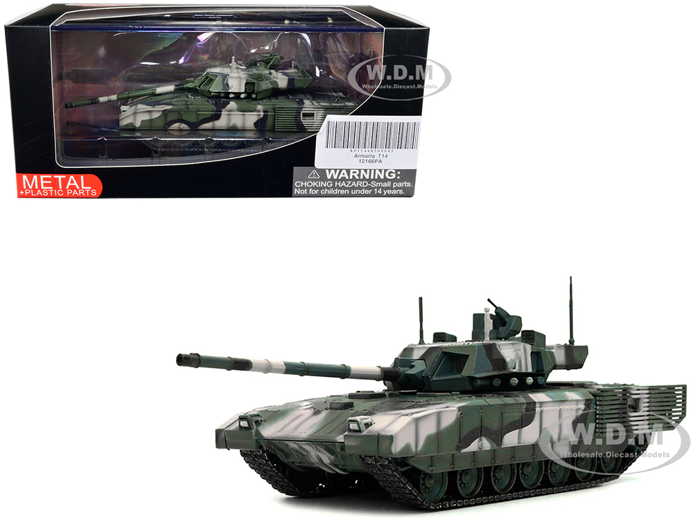 Russian T14 Armata MBT (Main Battle Tank) Multi-Woodland Camouflage Armor Premium Series 1/72 Diecast Model by Panzerkampf