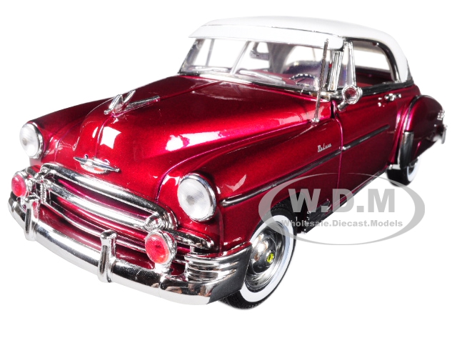 1950 Chevrolet Bel Air Burgundy with White Roof 1/18 Diecast Model Car by Motormax