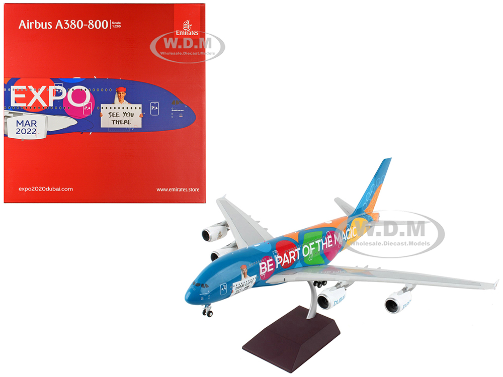 Airbus A380-800 Commercial Aircraft Emirates Airlines - Dubai Expo Gemini 200 Series 1/200 Diecast Model Airplane by GeminiJets