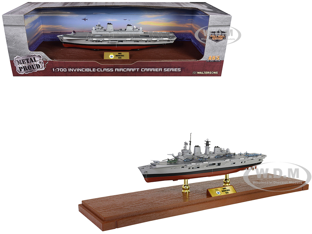 British HMS Invincible (R05) Aircraft Carrier Full-Hull Edition Falklands War (1982) British Royal Navy Battleship Series 1/700 Diecast Model by Metal Proud