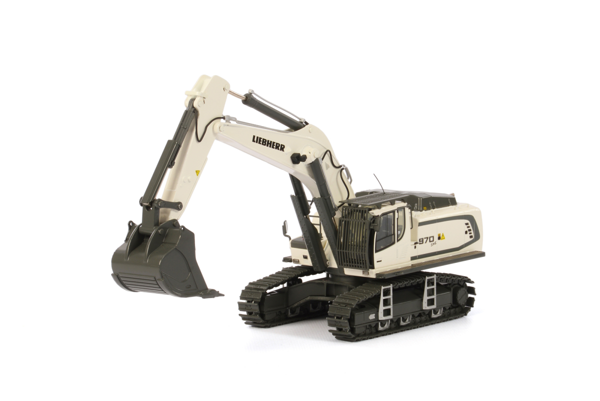Image of Liebherr Mining R 970 SME Litronic Hydraulic Excavator White 1/50 Diecast Model by WSI Models