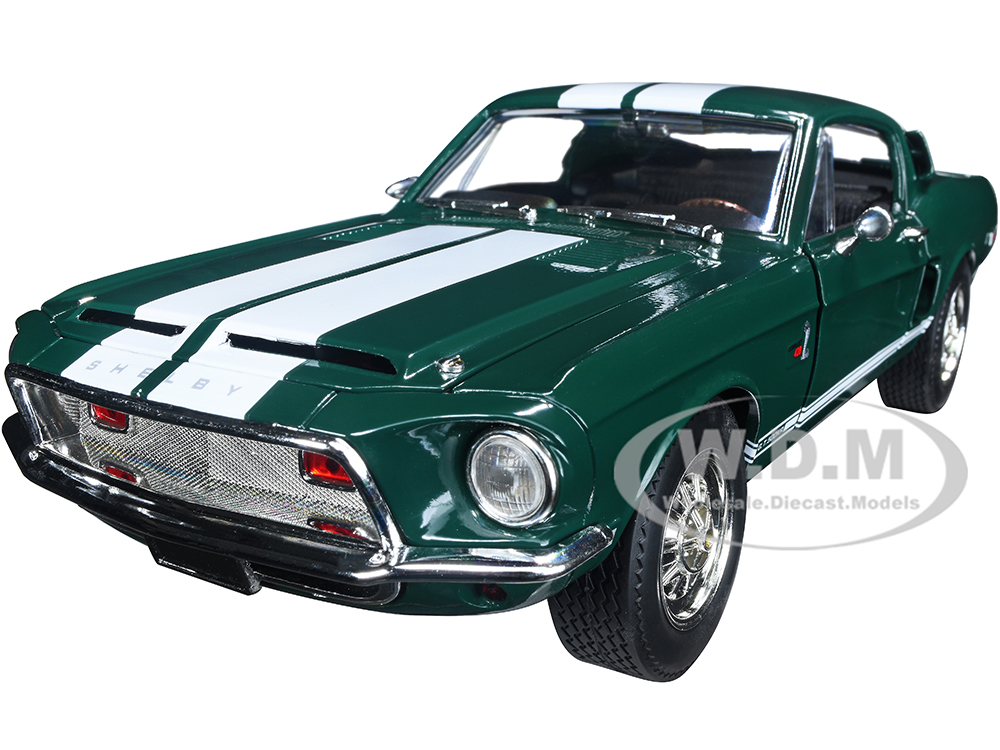 1968 Shelby GT500 KR Dark Green with White Stripes 1/18 Diecast Car Model by Road Signature
