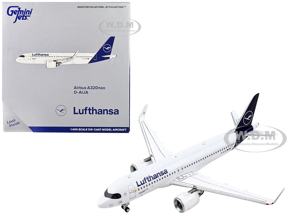 Airbus A320neo Commercial Aircraft Lufthansa White with Dark Blue Tail 1/400 Diecast Model Airplane by GeminiJets