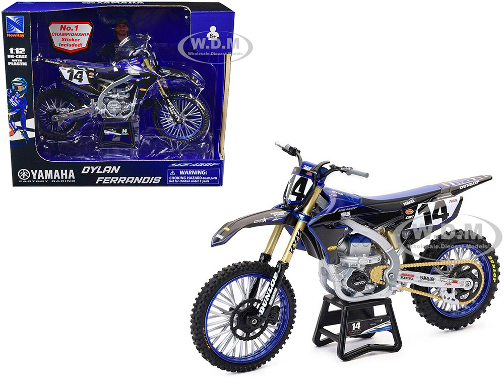 Yamaha YZ450F Championship Edition Motorcycle #14 Dylan Ferrandis Yamaha Factory Racing 1/12 Diecast Model by New Ray