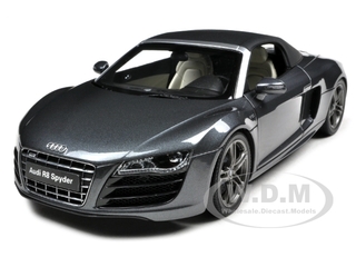 Image of Audi R8 5.2 FSi Quattro Spyder Daytona Grey 1/18 Diecast Car Model by Kyosho