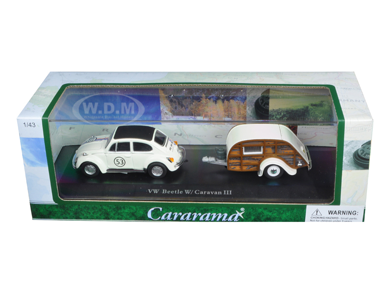 Volkswagen Beetle 53 With Caravan Iii Trailer In Display Case 1/43 Diecast Model Car By Cararama