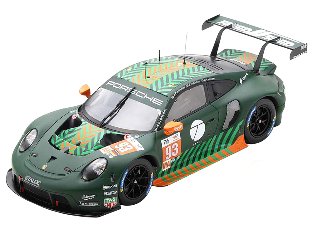Porsche 911 RSR-19 #93 Michael Fassbender - Matt Campbell - Zacharie Robichon Proton Competition GTE Am 24 Hours of Le Mans (2022) with Acrylic Display Case 1/18 Model Car by Spark