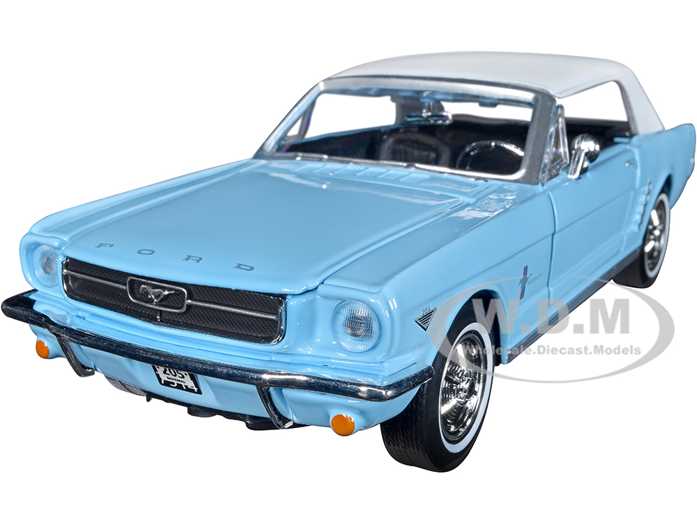 1964 1/2 Ford Mustang Light Blue with White Top James Bond 007 "Thunderball" (1965) Movie "James Bond Collection" Series 1/24 Diecast Model Car by Mo