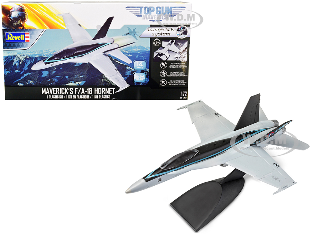 Level 2 Easy-Click Model Kit Mavericks F/A-18 Hornet Jet "Top Gun Maverick" (2022) Movie 1/72 Scale Model by Revell