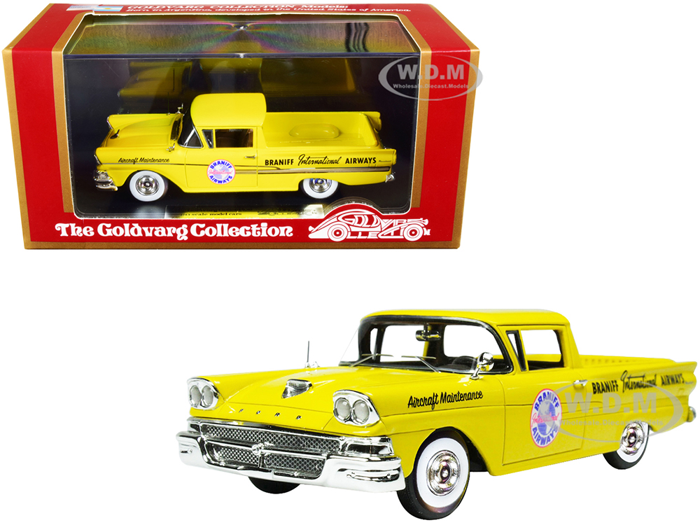 1958 Ford Ranchero Aircraft Maintenance Car Yellow "Braniff International Airways" Limited Edition to 125 pieces Worldwide 1/43 Model Car by Goldvarg