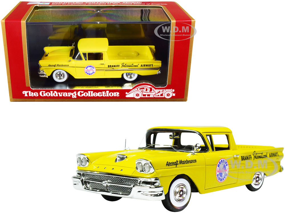 1958 Ford Ranchero Aircraft Maintenance Car Yellow Braniff International Airways Limited Edition to 125 pieces Worldwide 1/43 Model Car by Goldvarg Collection