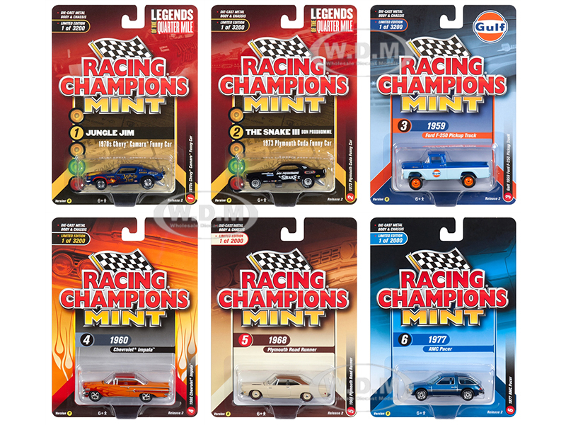 2018 Mint Release 2 Set B of 6 Cars 1/64 Diecast Models by Racing Champions