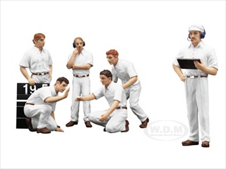 F1 Pit Crew Figures Classic Style Blank White Set of 6pc 1/18 by True Scale Miniatures