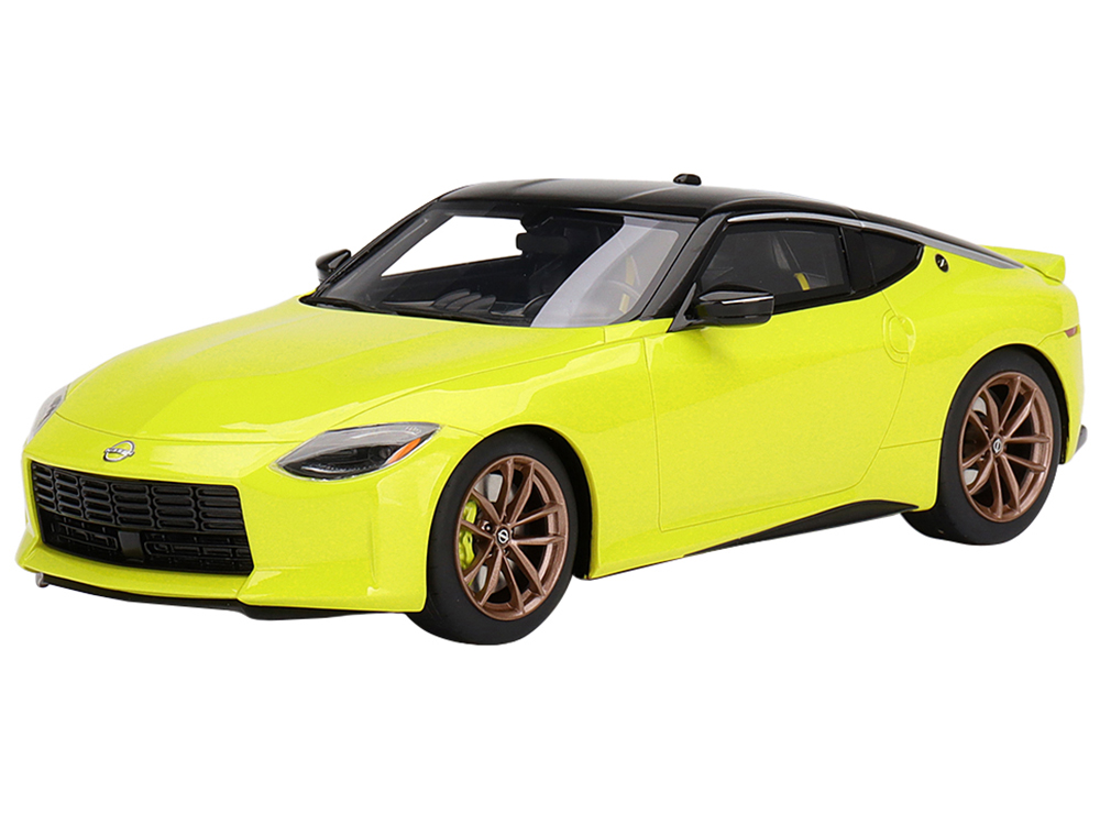 2023 Nissan Z Proto Spec Ikazuchi Yellow with Black Top 1/18 Model Car by Top Speed