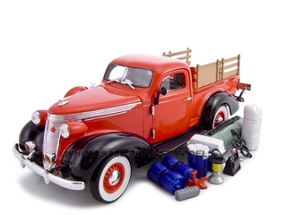 1937 Studebaker Pickup Red With Accessories 1/24 Diecast Car by Unique Replicas