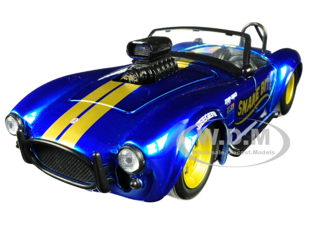 Image of 1965 Shelby Cobra 427 S/C Candy Blue with Gold Stripes "Snake Bite" "Bigtime Muscle" Series 1/24 Diecast Model Car by Jada