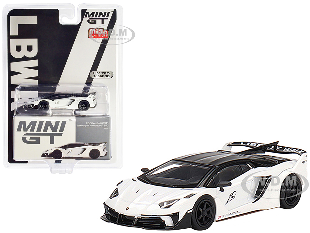 Lamborghini Aventador GT EVO "LB-Silhouette WORKS" White Limited Edition to 4800 pieces Worldwide 1/64 Diecast Model Car by True Scale Miniatures