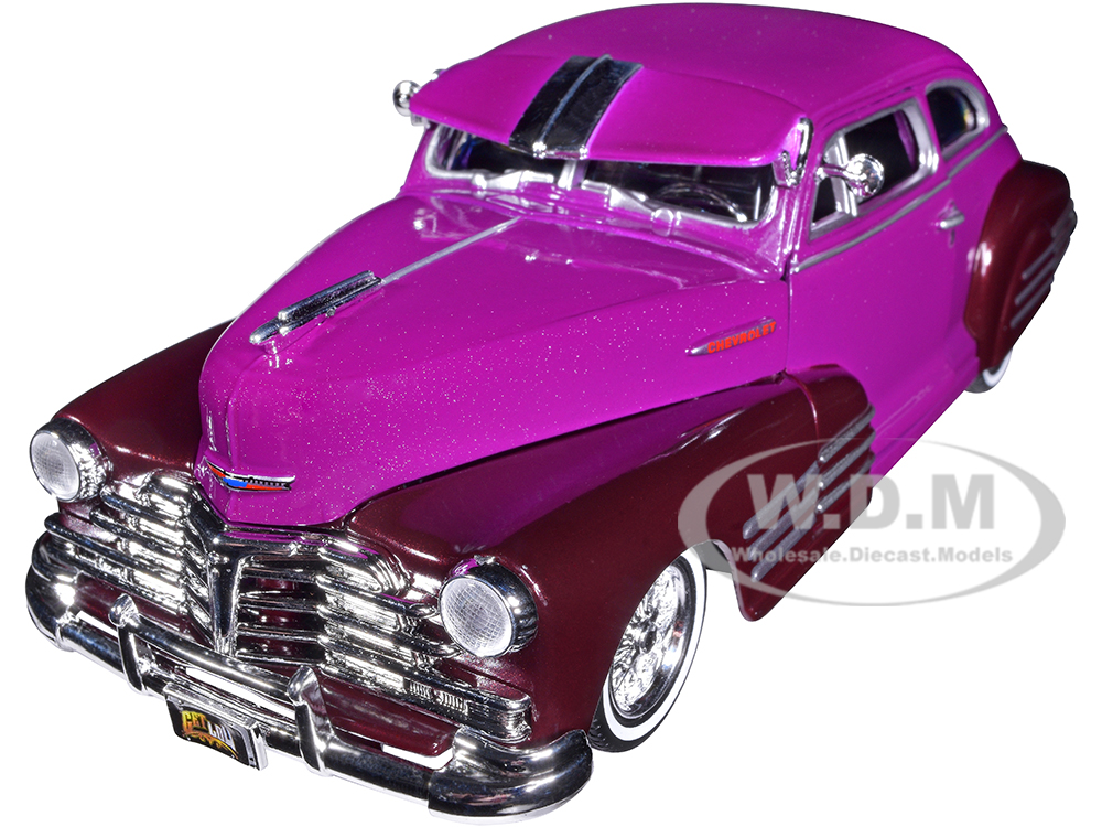 1948 Chevrolet Aerosedan Fleetside Lowrider Purple Metallic and Dark Purple Metallic Two-Tone "Get Low" Series 1/24 Diecast Model Car by Motormax