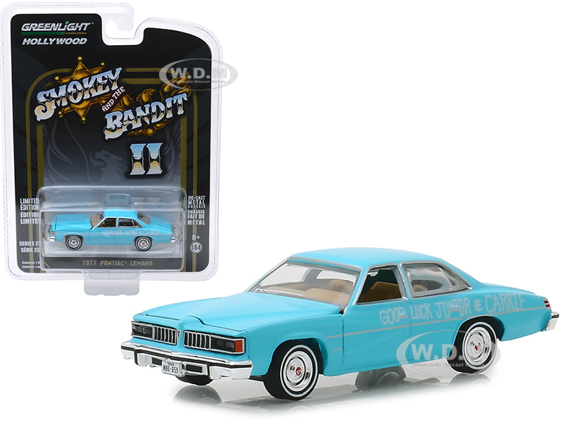 1977 Pontiac Lemans "wedding Car" Blue "smokey And The Bandit Ii" (1980) Movie "hollywood Series" Release 23 1/64 Diecast Model Car By Greenlight