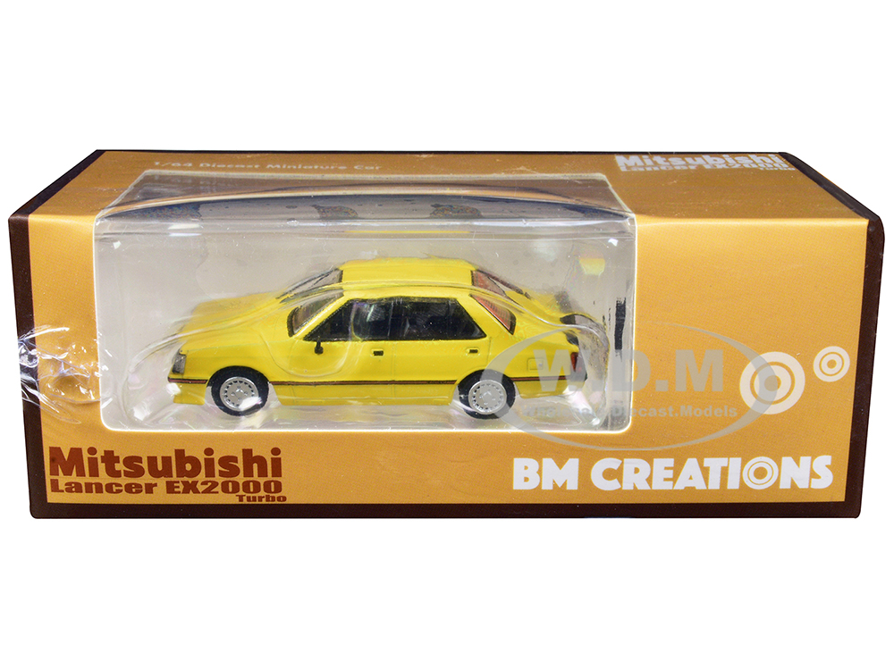 Mitsubishi Lancer EX2000 Turbo Yellow with Stripes with Extra Wheels 1/64 Diecast Model Car by BM Creations