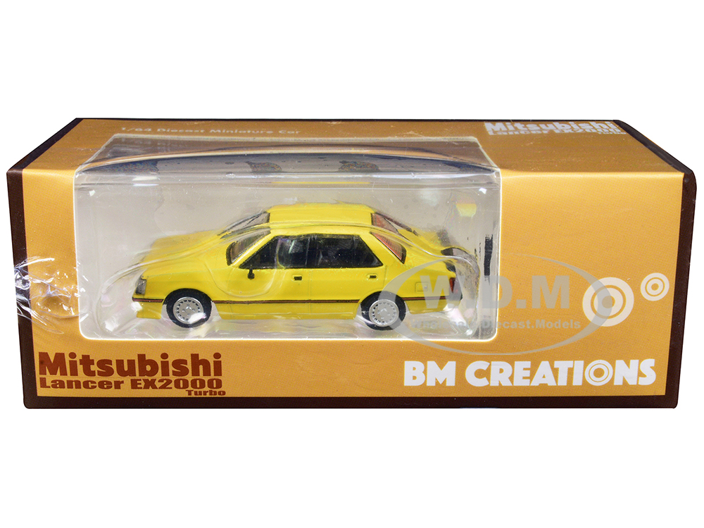 Mitsubishi Lancer EX2000 Turbo Yellow With Stripes With Extra Wheels 1/64 Diecast Model Car By BM Creations