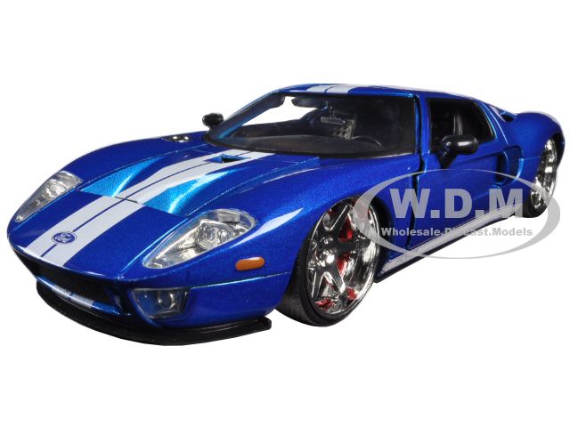 Ford GT Blue with White Stripes "Fast &amp; Furious 7" (2015) Movie 1/24 Diecast Model Car by Jada