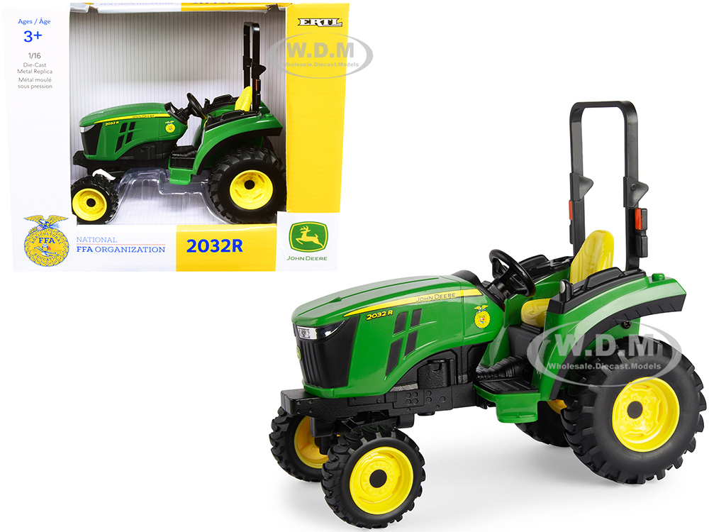 John Deere 2032R Compact Tractor Green with "National FFA Organization" Logo 1/16 Diecast Model by ERTL TOMY