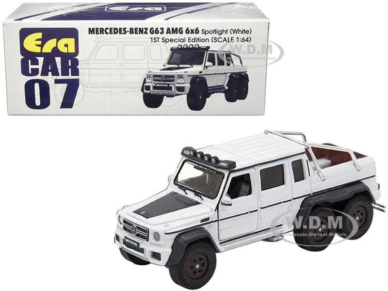 Mercedes Benz G63 Amg 6x6 Pickup Truck With Spotlight White "1st Special Edition" 1/64 Diecast Model Car By Era Car