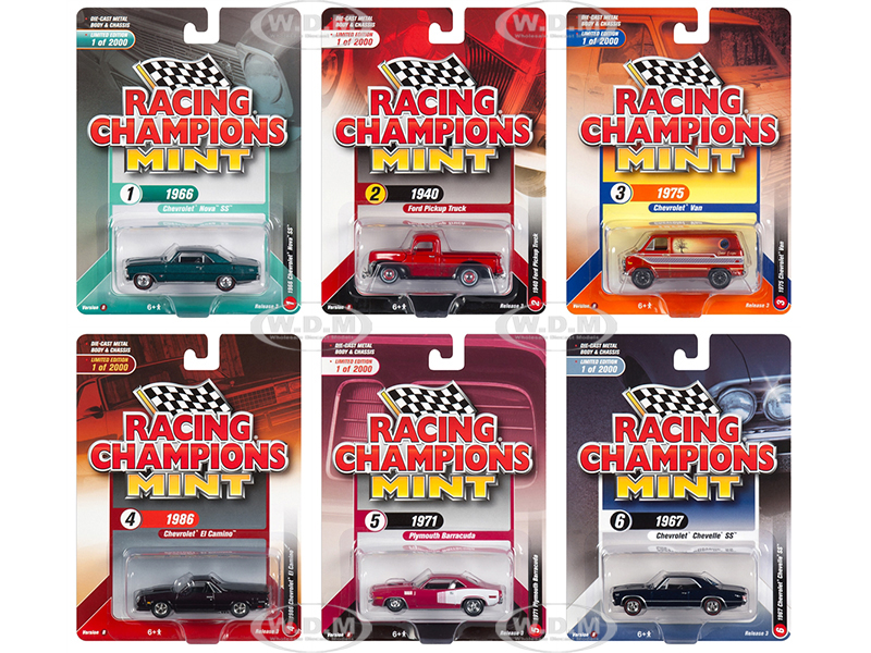 2018 Mint Release 3 Set B of 6 Cars Limited Edition to 2000 pieces Worldwide 1/64 Diecast Models by Racing Champions