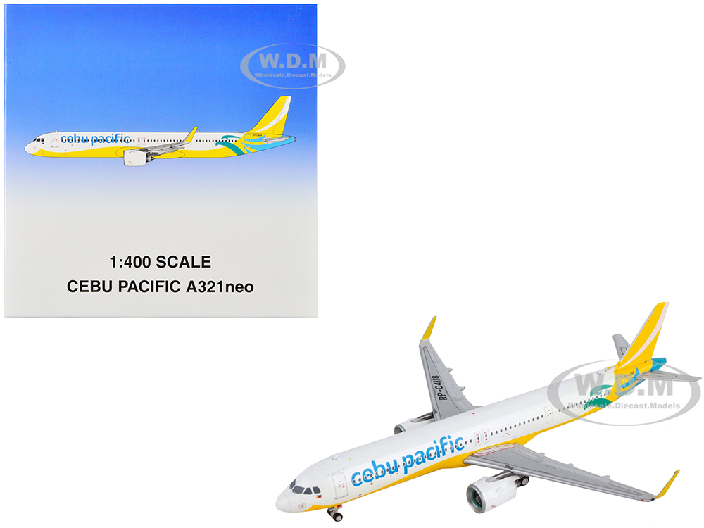 Airbus A321neo Commercial Aircraft Cebu Pacific Yellow and White 1/400 Diecast Model Airplane by GeminiJets