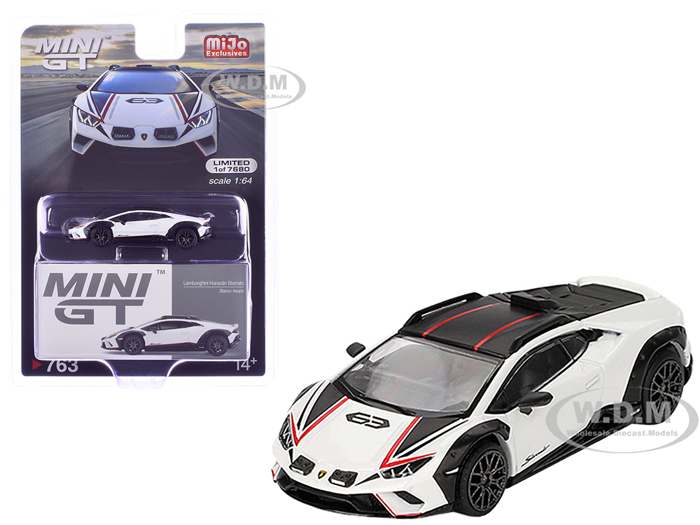 Lamborghini Huracan Sterrato Bianco Asopo White Metallic with Red Stripes and Matt Black Top Limited Edition to 7680 pieces Worldwide 1/64 Diecast Mo