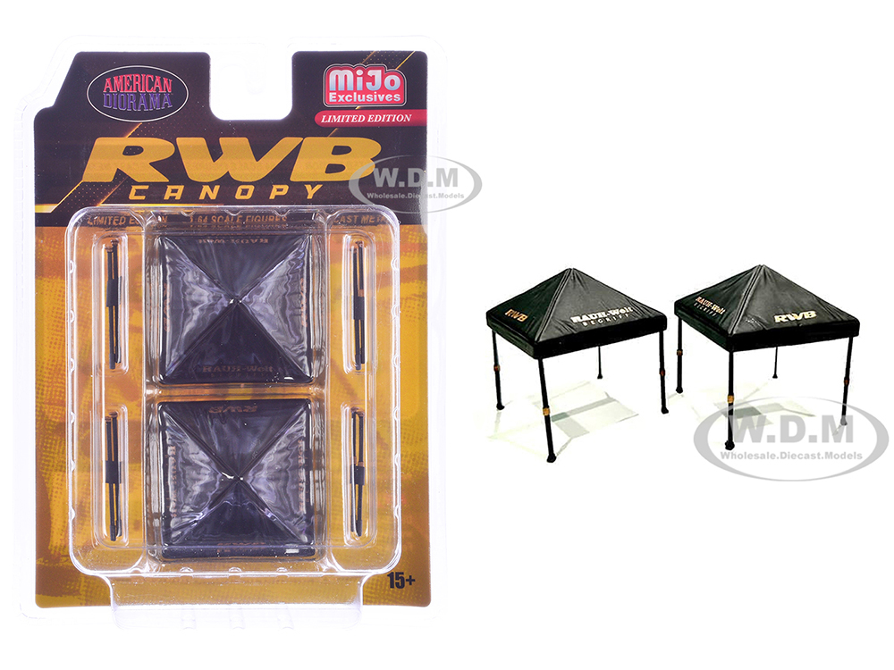 "RWB (RAUH-Welt BEGRIFF)" Canopy 2 Piece Set Black Limited Edition for 1/64 Scale Models by American Diorama