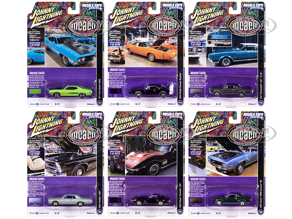 "Muscle Cars USA" 2022 Set B of 6 pieces Release 3 1/64 Diecast Model Cars by Johnny Lightning