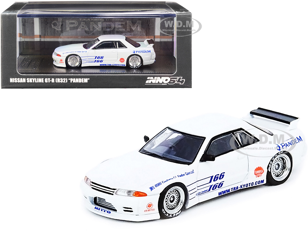 Nissan Skyline GT-R (R32) "Pandem" Rocket Bunny RHD (Right Hand Drive) White with Graphics 1/64 Diecast Model Car by Inno Models