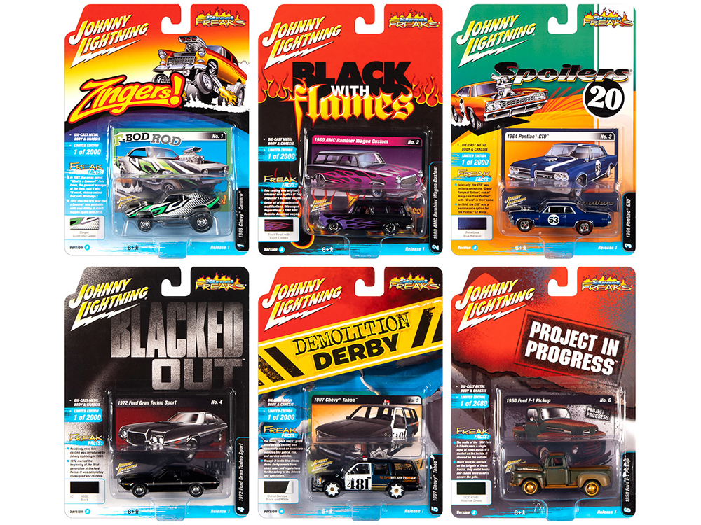 "Street Freaks" 2020 Release 1 Set A of 6 Cars 1/64 Diecast Models by Johnny Lightning
