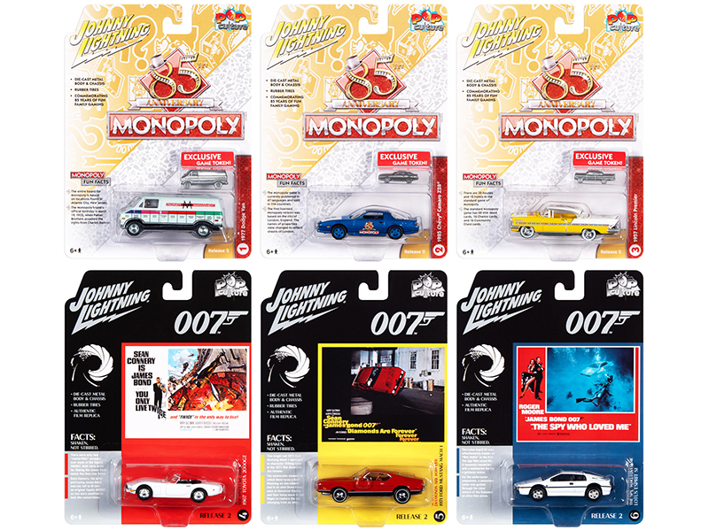 Pop Culture 2020 Set of 6 Cars Release 2 1/64 Diecast Model Cars by Johnny Lightning