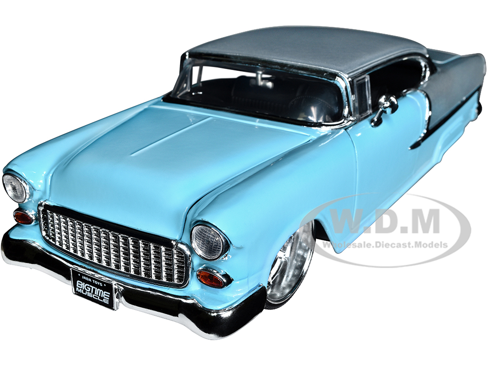 1955 Chevrolet Bel Air Light Blue and Silver Metallic "Bad Guys" "Bigtime Muscle" Series 1/24 Diecast Model Car by Jada