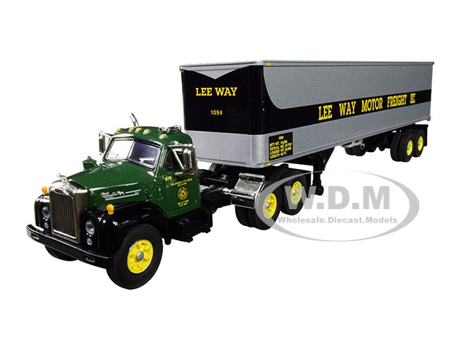 Image of Mack B-61 Day Cab with 40 Vintage Trailer "Lee Way Motor Freight Inc." 30th in a "Fallen Flag Series" 1/64 Diecast Model by DCP/First Gear