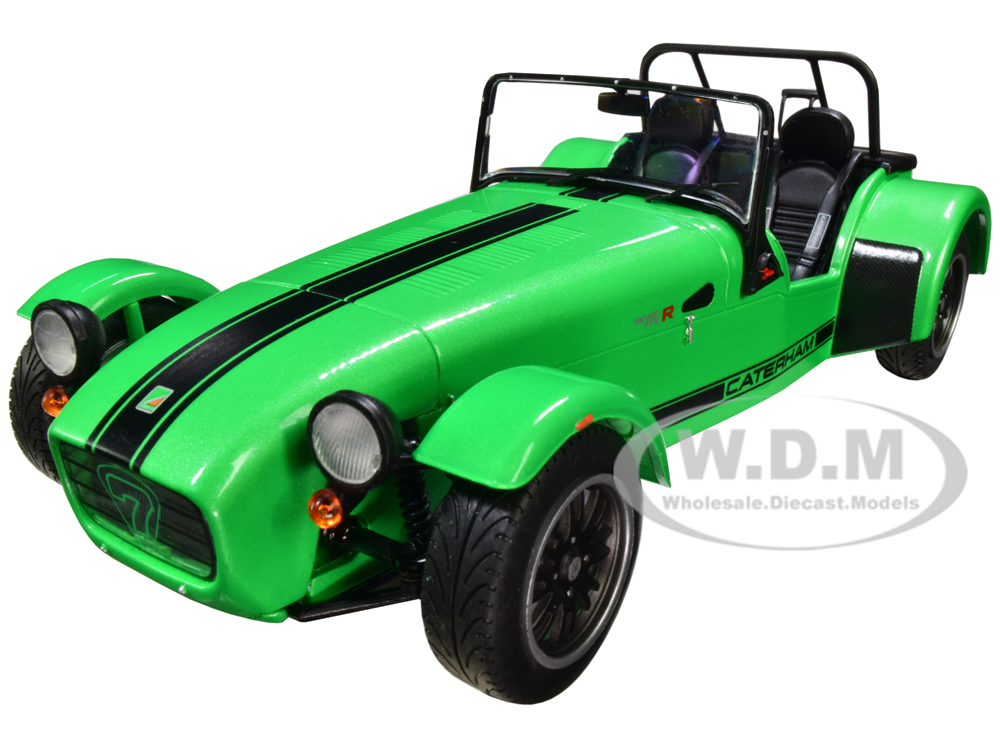 Caterham Seven 275R Green Metallic with Black Stripes 1/18 Diecast Model Car by Solido