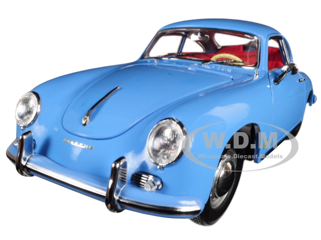 1957 Porsche 356a 1500 Gs Carrera Gt Coupe Aquamarine Blue With Red Interior 1/18 Diecast Model Car By Sunstar