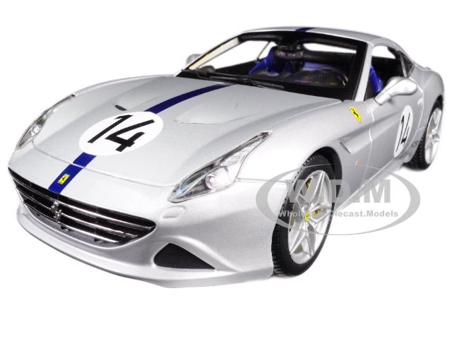 Image of Ferrari California T Hot Rod Silver 14 70th Anniversary 1/18 Diecast Model Car by Bburago